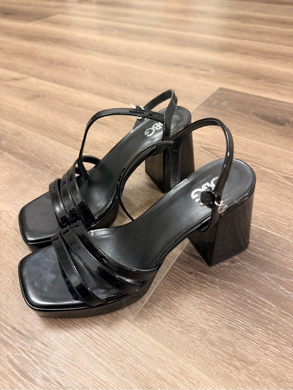 Black Strappy Block Heel Sandals - Women
